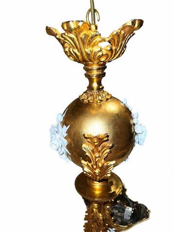 Lustre - Laiton, Porcelaine - Lustres 1980 en laiton, Huis en Inrichting, Nieuw
