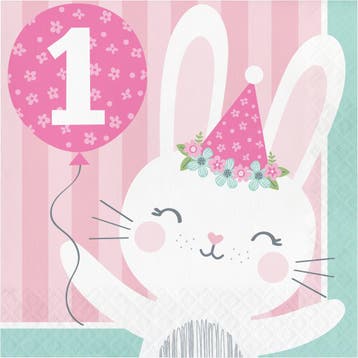 Servetten 1 Jaar Konijn 33cm 16st, Verzenden