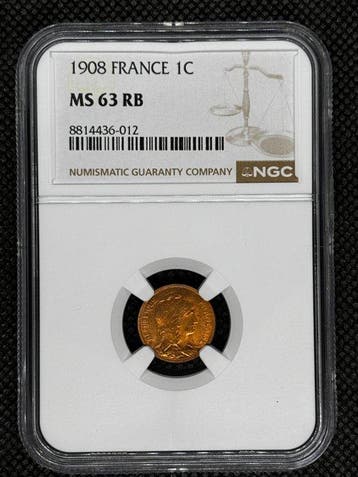 Frankrijk. 1 Centime 1908 Dupuis. NGC MS63RB (Zonder