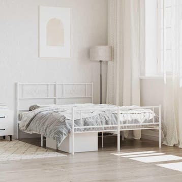 vidaXL Bedframe met hoofd- en voeteneinde metaal wit 140x200, Verzenden, Nieuw