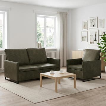 vidaXL bank / zetelstel 2 pcs Leger Groen Kunstsuède stof, Verzenden, Nieuw