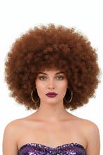 Pruik Afro Bruin Disco met Gratis 2x Haarnetje Afrokapsel Se, Kleding | Dames, Ophalen of Verzenden, Nieuw