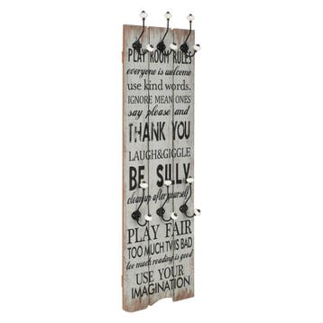 vidaXL Wandkapstok met 6 haken THANK YOU 120x40 cm, Maison & Meubles, Verzenden