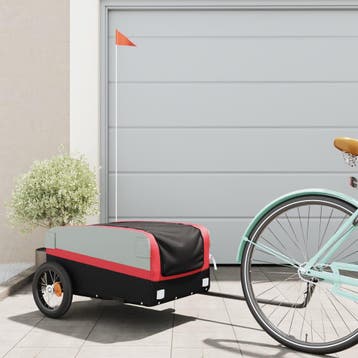 vidaXL Fietstrailer 30 kg ijzer zwart en rood, Verzenden, Nieuw