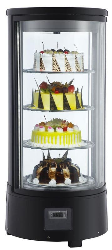 Gebaksvitrine | 72L | Zwart | 0°C/+10°C | 4 Schappen, Verzenden
