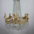 Lustre - Plaqué or, Cristal - avec des anges, Antiquités & Art