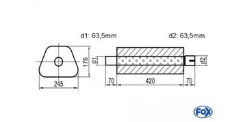 FOX Uni-demper trapezium met mof - verwerking 711 245x175mm,, Verzenden