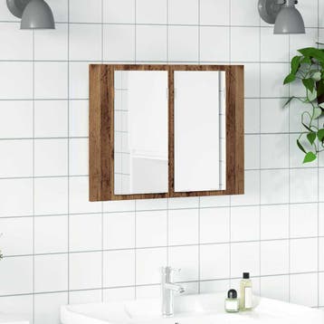 vidaXL Spiegelkast LED 60x12x45 cm bewerkt hout oud, Verzenden