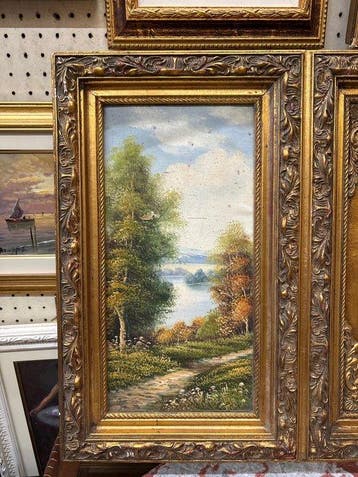 Antique Triptyque - Bois, Verre - XXe siècle