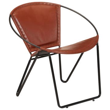 vidaXL Stoel echt leer bruin, Huis en Inrichting, Fauteuils, Verzenden, Nieuw