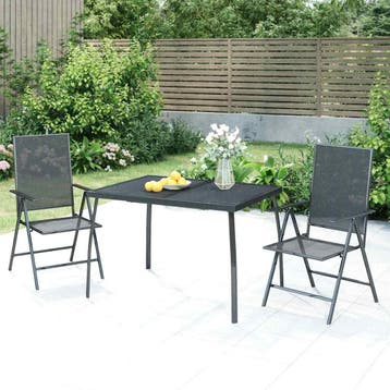 vidaXL 3-delige Tuinset staal antracietkleurig, Verzenden, Nieuw, Tuinset