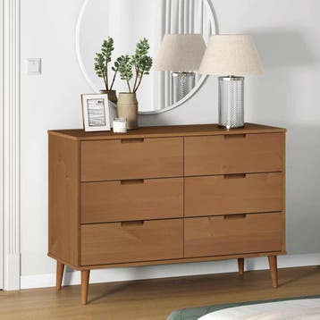 vidaXL Ladekast MOLDE 113x40x80 cm massief grenenhout bruin, Verzenden, Nieuw