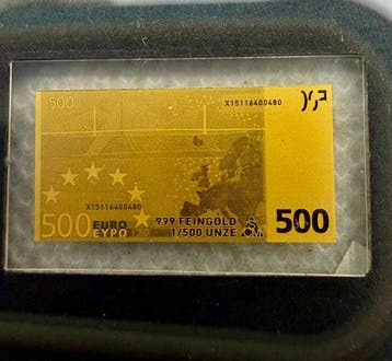Tsjaad. Gold Bar ND 500 euro. 1/1000 Oz oro (.999) (Zonder