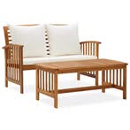 vidaXL 2-delige Loungeset met kussens massief acaciahout, Verzenden, Nieuw, Loungeset