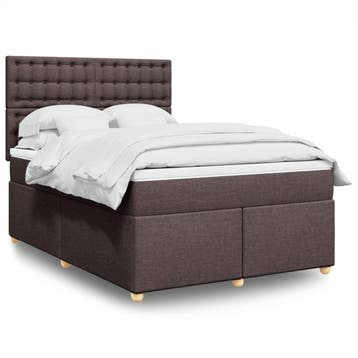 vidaXL Boxspring met matras stof donkerbruin 160x200 cm, Verzenden, Nieuw