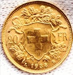 Zwitserland. 20 Francs 1935-B Vreneli, Postzegels en Munten