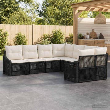 vidaXL Tuinbank Set 8 st 8-Aantal zitplaatsen Zwart poly, Verzenden, Nieuw