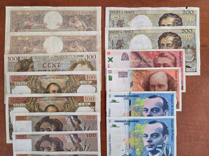 Frankrijk. - 19 Banknotes - 1939/1997 (Zonder minimumprijs), Postzegels en Munten, Bankbiljetten | Europa | Niet-Eurobiljetten
