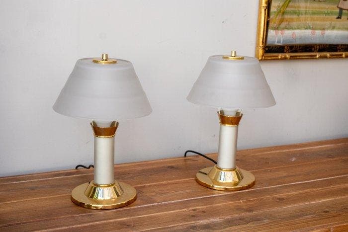 Lampe de table de chevet (2) - Paire de colonnes – teintes, Antiquités & Art, Curiosités & Brocante