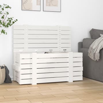 vidaXL Opbergbox 91x40,5x42 cm massief grenenhout wit, Doe-het-zelf en Bouw, Verzenden, Nieuw