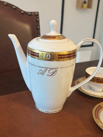 Manufacture Royale - Koffieservies (17) - Porselein, Verguld