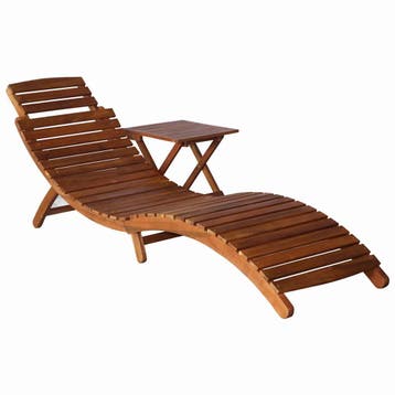 vidaXL Ligbed met tafel massief acaciahout bruin, Verzenden, Nieuw