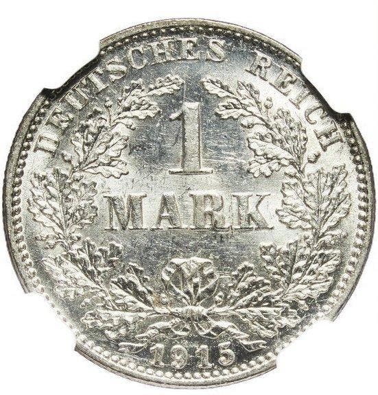 Duitsland, keizerrijk Wilhelm II. 1 Mark 1915 - NGC MS62, Postzegels en Munten, Munten | Europa | Niet-Euromunten