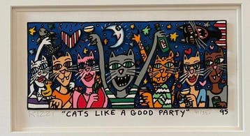 James Rizzi (1950-2011) - Cats like a good party