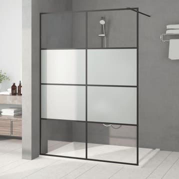 vidaXL Inloopdouchewand 140x195 cm halfmat ESG-glas zwart, Doe-het-zelf en Bouw, Verzenden, Nieuw
