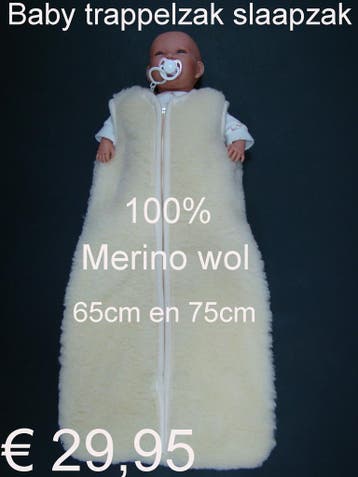 Baby slaapzak trappelzak 100% Merino Wol 75cm € 29,95 NIEUW, Kinderen en Baby's, Verzenden, Nieuw, 70 tot 85 cm, Slaapzak