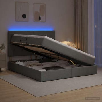 vidaXL LED opbergbed met matras Donkergrijs 160 x 200 cm, Verzenden, Nieuw