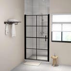 vidaXL Douchedeur 100x178 cm gehard glas zwart, Verzenden