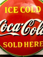 No reserve- Vrij groot Coca Cola emaille reclamebord -