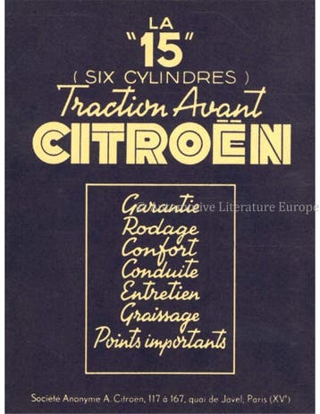 1951 CITROËN TRACTION AVANT LA 15 INSTRUCTIEBOEKJE FRANS