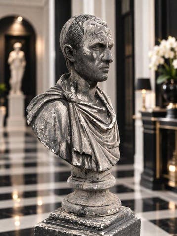 Buste, Romeinse buste op sokkel - Julius Caesar - 122 kg -