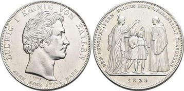 Geschichtstaler, daalder 1835 Bayern Ludwig I 1825-1848, Postzegels en Munten, Verzenden, België