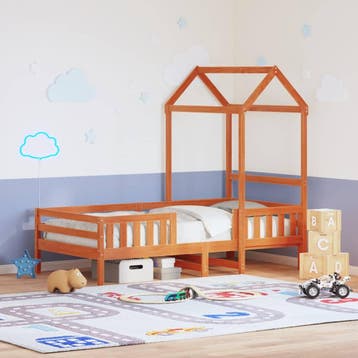 vidaXL Bedframe met huisje massief grenenhout wasbruin, Huis en Inrichting, Verzenden, Nieuw