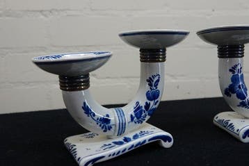 Delftsblauw - Kandelaar (2) - Aardewerk - kandelaar