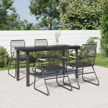 vidaXL 5-delige Tuinset PVC-rattan zwart, Verzenden, Nieuw, Tuinset