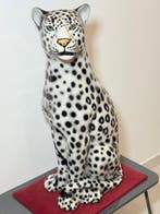 Beeld, Leopardo bianco e nero - 91 cm - Keramiek, Huis en Inrichting, Nieuw