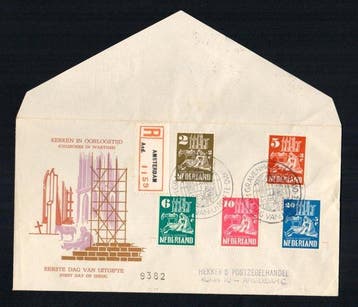 Nederland 1950 - Kerken in oorlogstijd op FDC (met attest) -
