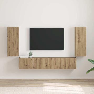 vidaXL TV Wandkast 2 pcs Ambachtelijk Eiken Bewerkt hout, Verzenden, Nieuw