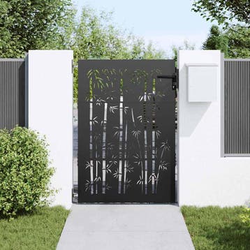 vidaXL Tuinpoort 85 x 125 cm Poedercoated staal Zwart, Verzenden, Nieuw