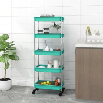 vidaXL Keukentrolley 5-laags 42x29x128 cm ijzer en ABS, Verzenden, Nieuw