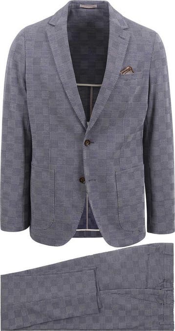 Suitable Kostuum Flex Ruiten Blauw maat Maat 48/50 (M) Heren, Nieuw, Suitable, Verzenden, Maat 48/50 (M)
