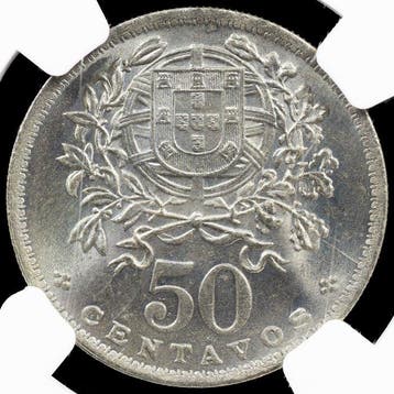 Portugal. Republic. 50 centavos 1947 - NGC - MS 67 - Free, Postzegels en Munten, Munten | Europa | Niet-Euromunten