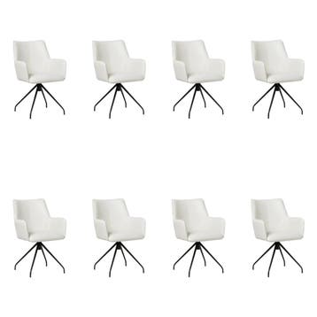 Set van 8 Leren draaibare eetkamerstoelen Wave - Toledo, 60 tot 90 cm, Nieuw, Leer, Ophalen of Verzenden