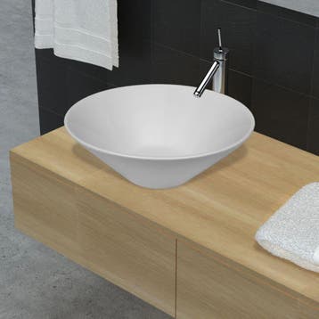 vidaXL Keramische wasbak taps (wit), Doe-het-zelf en Bouw, Sanitair, Verzenden, Nieuw