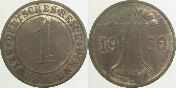Duitsland 1 Reichspfennig 1930 E vz/st J 313, Postzegels en Munten, Munten | Europa | Niet-Euromunten, België, Verzenden
