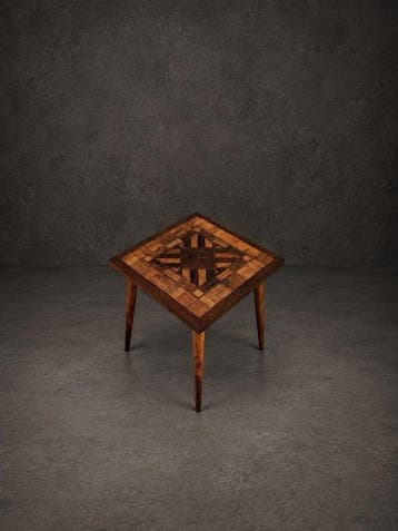 Bijzettafel - Hout - Vintage bijzettafeltje met ingelegd hou